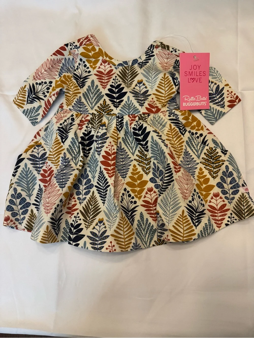 RuffleButts Leaf Print Baby Twirl Dress 3–6mos